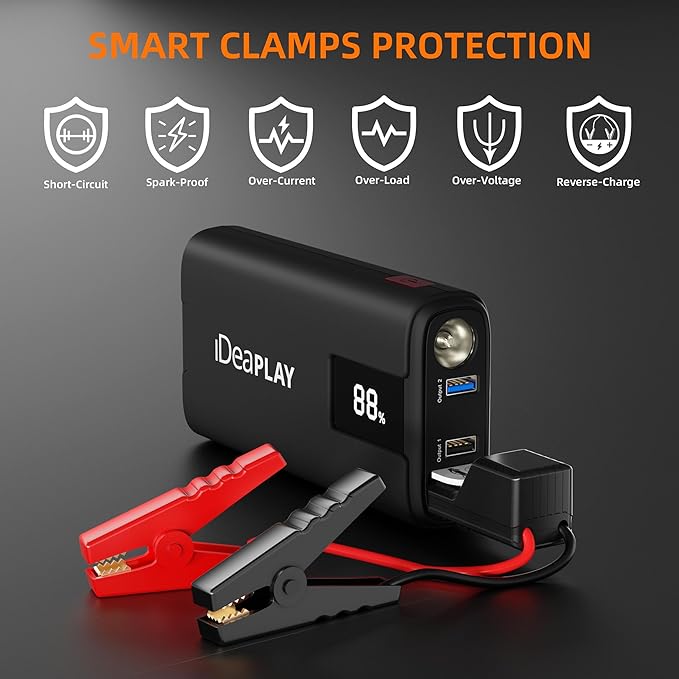 IDEAPLAY J10 Jump Starter, 2000A 12V Car Battery Jump Starter Portable - Image 5