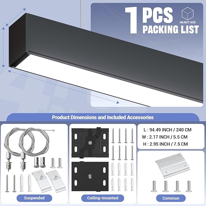 8FT LED Linear Lights 100/90/80/70/60W Up and Down Light, 3000K/4000K/5000K 8 - Image 7
