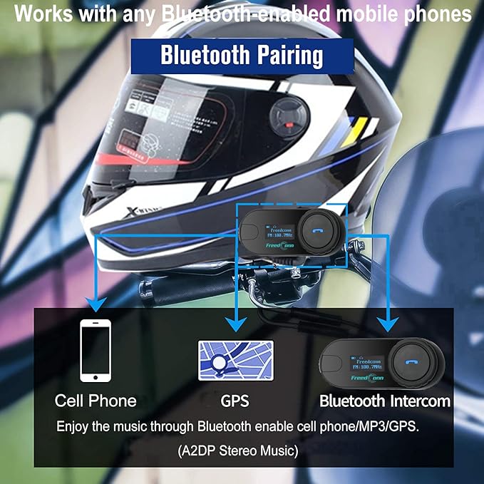 FreedConn TCOM-SC Motorcycle Helmet Bluetooth Intercom Headset Communication - Image 4