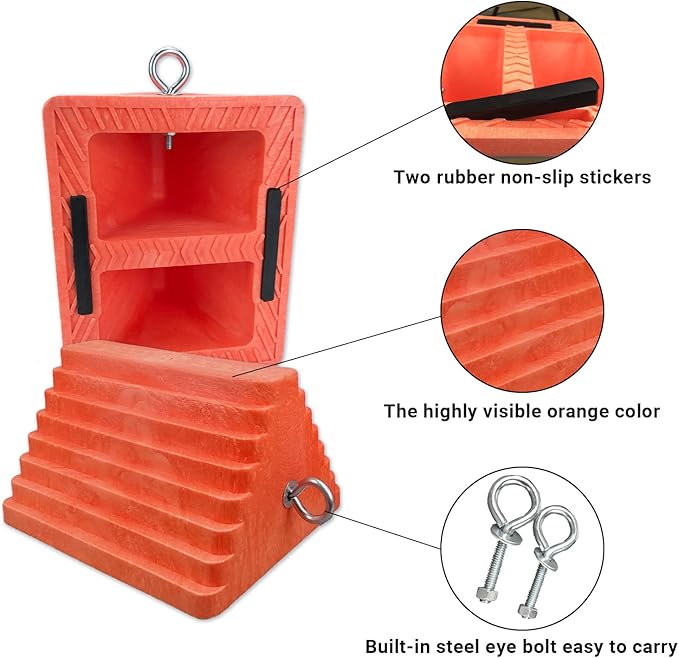 2 Packs Wheel Chocks Heavy Duty Orange - Image 3