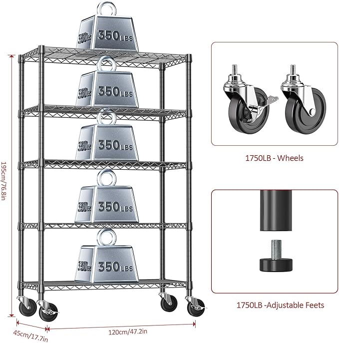 IZEUK 5-Tier Storage Shelving Unit - Image 3
