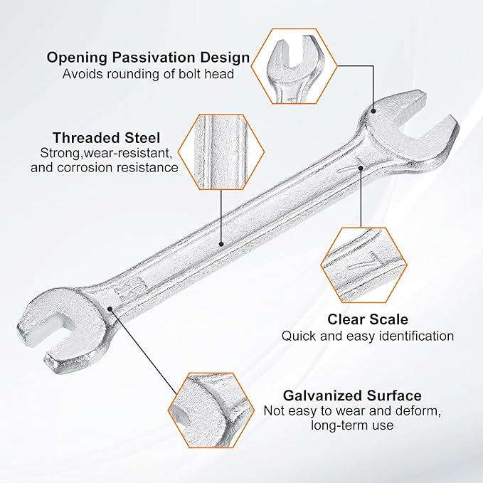 HARFINGTON 5pcs Double Open End Wrench 5.5mm x 7mm Metric 15 Degree Offset - Image 4