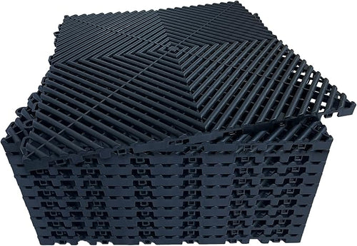 12 Pack 16"x 16"Interlocking Garage Floor Tiles, Modular Drainage Floor Mat by HTWELL