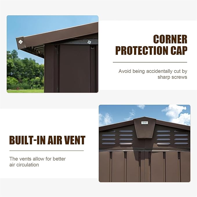 IKERY Large Galvanized Steel Storage Shed 11' x 9' - Image 4