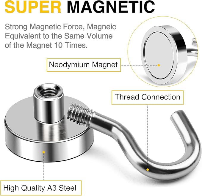 DIYMAG Magnetic Hooks, 80 LB Heavy Duty Strong Magnet - Image 3