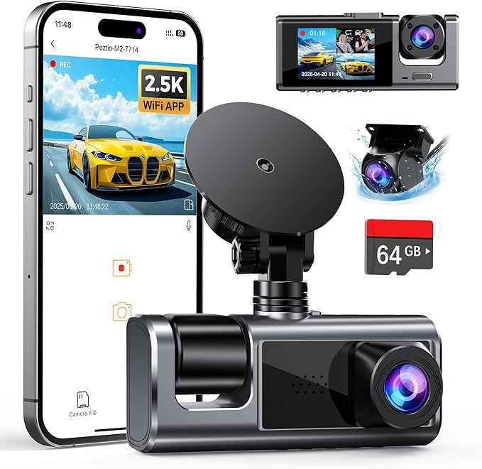 3 Channel WiFi Dash Cam Front and Rear Inside by galphi