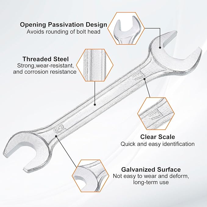 HARFINGTON Double Open End Wrench 13mm x 17mm Metric 15 Degree Offset Angle - Image 4