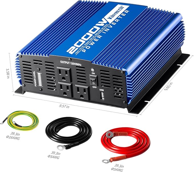 2000W Continuous/ 4000W Peak Power Inverter 3 AC Outlets 12V to 110V Car - Image 2
