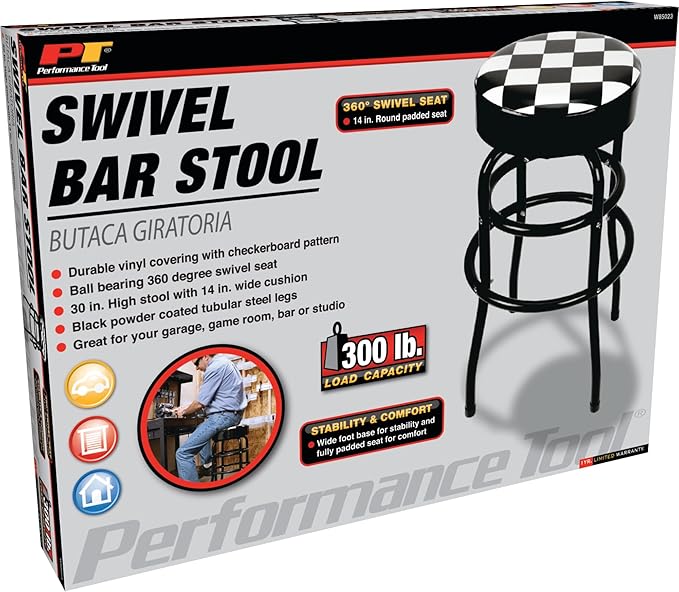 Performance Tool W85023 28-1/2-Inch Checkerboard 360 Degree Swivel Stool - Image 7