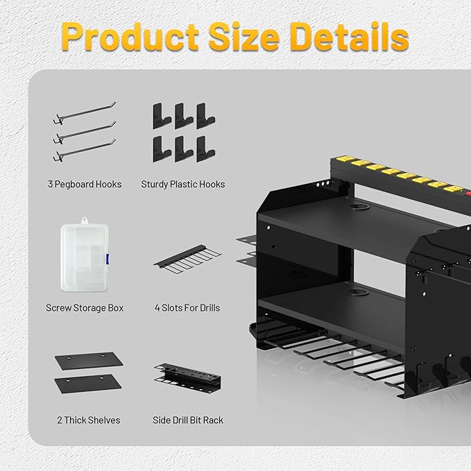 Heavy Duty Wall-Mounted Tool Organizer&Power Charging Station, Modular Garage - Image 6