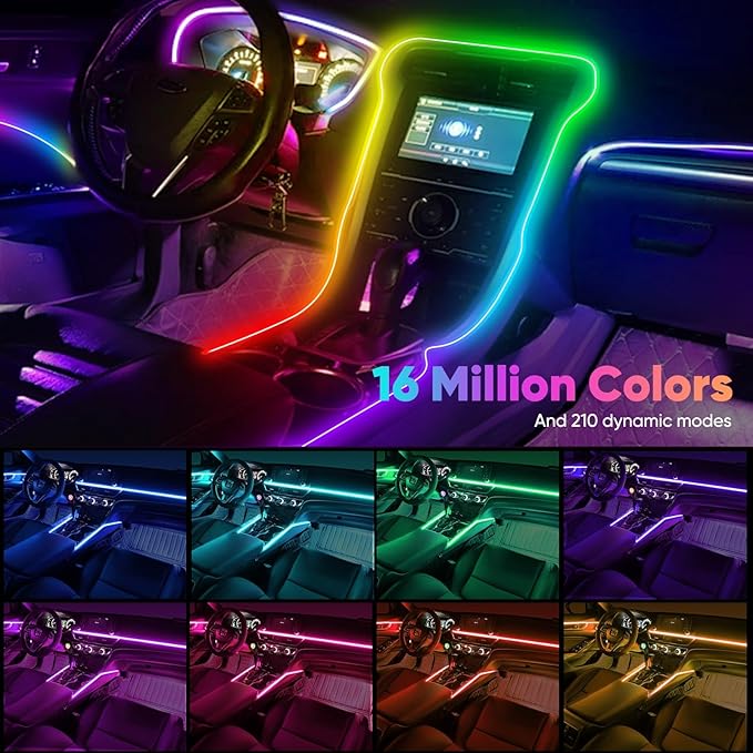 Acrylic 6 in 1 Car LED Lights Interior, RGB Ambient Lighting Car - Image 3