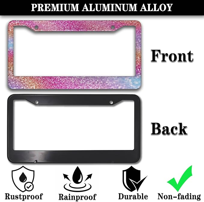 License Plate Frame Multicolor License Plate Holder Shining Rainbow Gradient - Image 3