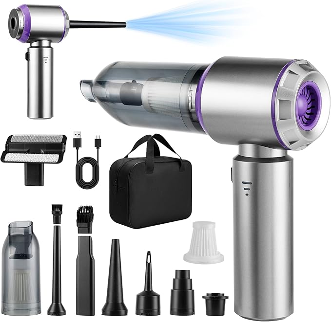 Car Vacuum Portable Cordless, 21000PA High Power, Mini Vacuum Cleaner, 4-in-1 by hochinchow