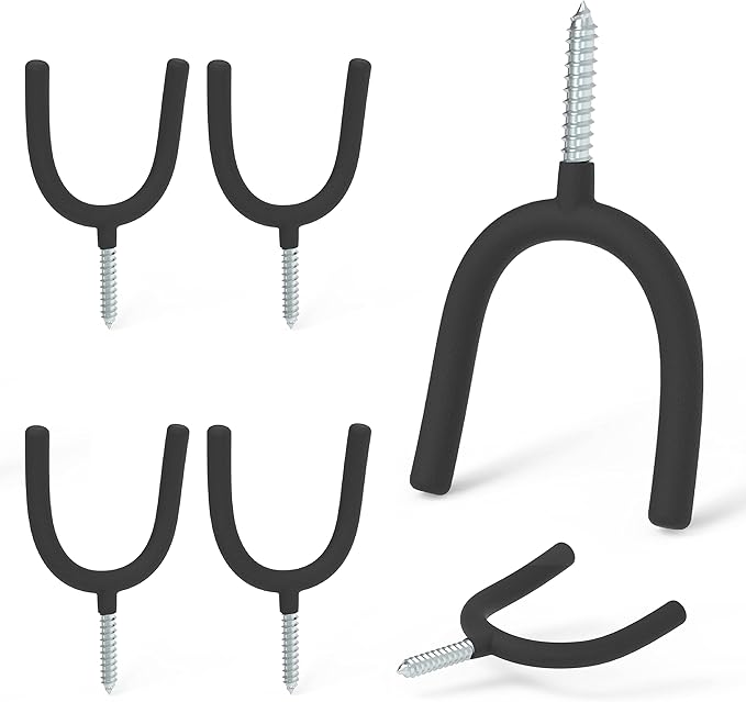 HUHOLE Screw in U Hook, Shovel Holder Wall Mount, U Hooks by HUHOLE