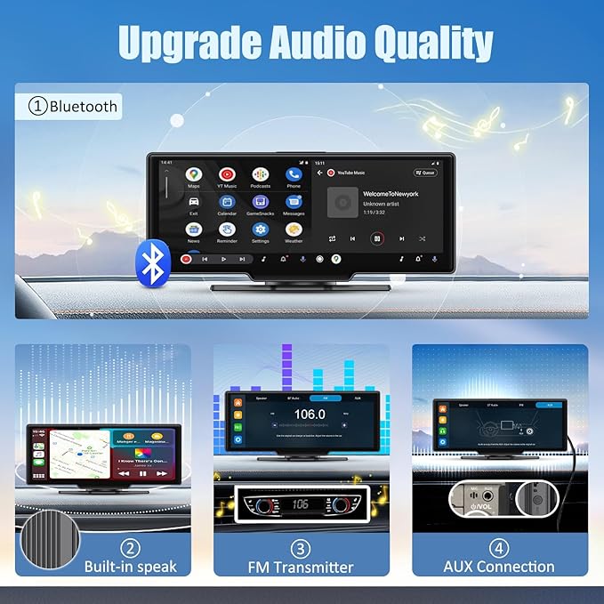 Wireless Carplay Screen, 10.26"Portable Car play & Android Auto Touch Screen - Image 6