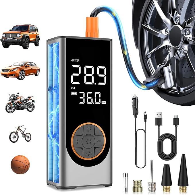 Tire Inflator Portable Air Compressor, 150PSI Cordless Air Pump by Unknown