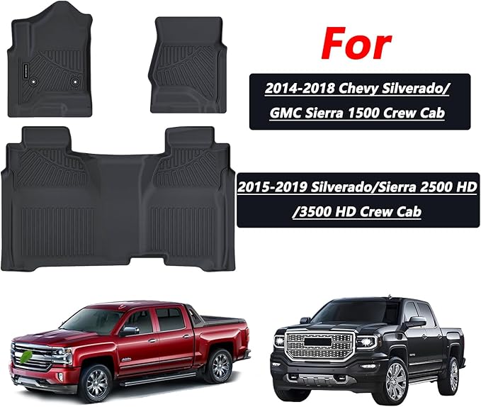 Floor Mats for 2014-2019 Chevy Silverado GMC Sierra 1500 Crew Cab, Chevrolet - Image 2