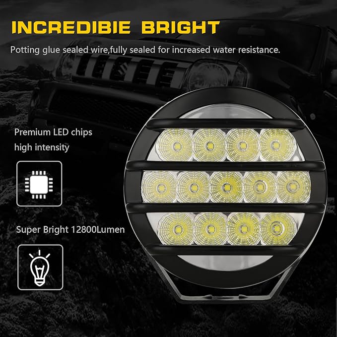 BIGLION.X 3.7 Inch 130W Off Road Lights White Round Offroad Fog Lights Super - Image 3