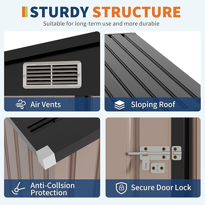 4' x 8' Outdoor Lean to Storage Sheds Outdoor, Heavy-Duty Lean to Garden - Image 5