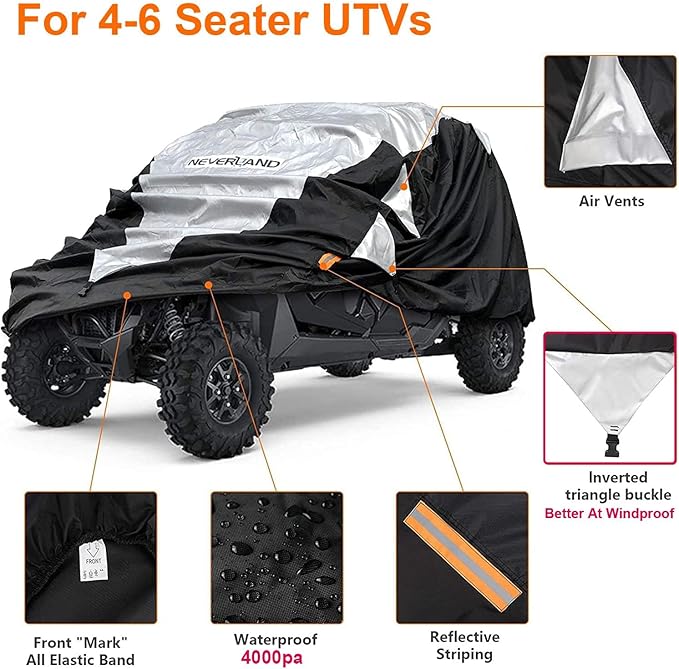 Neverland UTV Cover Waterproof 300D Heavy Duty 2-3 Seater/4-6 Seater 4 Door - Image 3
