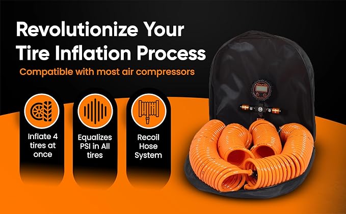 EZ FLATE 4 Tire Hose System | Heavy Duty | Truck or Car Tires | UTV Side By - Image 2
