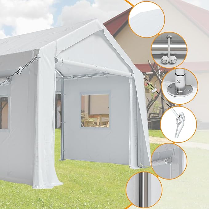 10x20ft Heavy Duty Carport Outdoor Canopy Portable Garage - Image 3