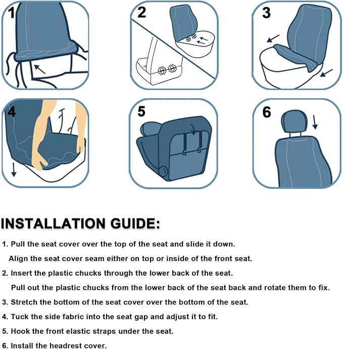 GIANT PANDA 2 Pack Front Mesh Seat Covers Custom Fit Toyota Tacoma 2016 2017 - Image 7