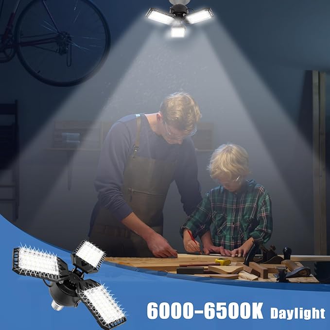 LED Garage Lights Bulb 4 Pack -80W, 8000LM 6500K Led Shop Light - Image 6
