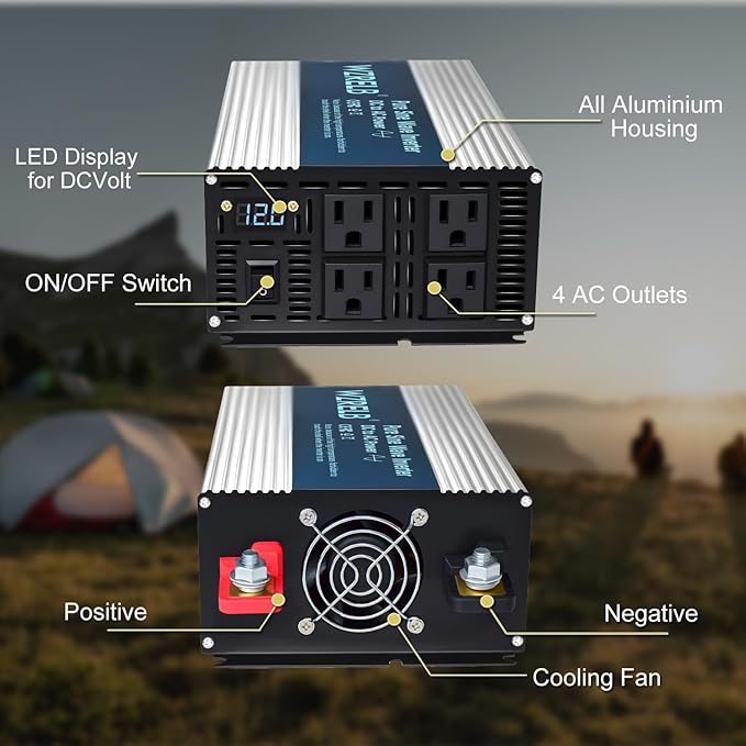 WZRELB 2000W Pure Sine Wave Inverter 36V DC to 110V 120V AC, Car Power Inverter - Image 4