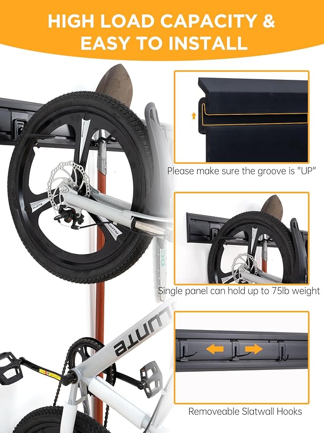 Slatwall Panels Garage Tool Organizer Wall Mount Garage Slat Wall Storage - Image 2