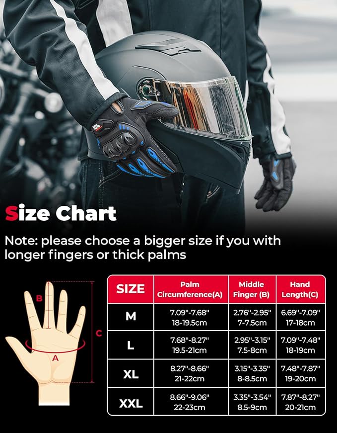 KEMIMOTO Motorcycle Gloves for Men/Women, Touchscreen Dirt Bike Gloves - Image 6