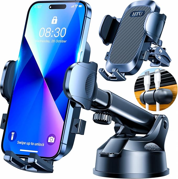 HTU 2025 Upgraded Car Phone Holder 【Safety Certs & No Smell】 Cell Phone Holder by HTU15yearsincarmounts