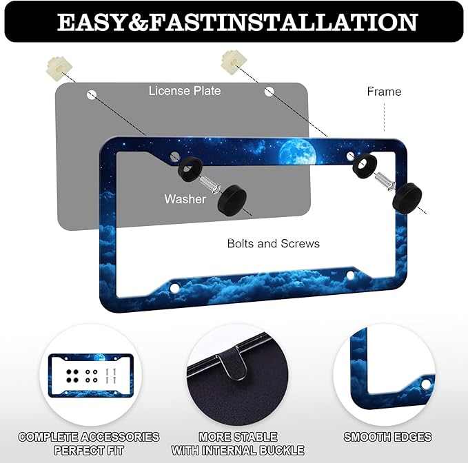 Moon Galaxy Starry Sky License Plate Frames - Image 3