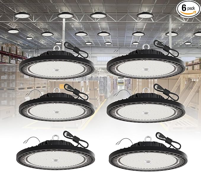 6 Pack UFO LED High Bay Light 250W, 35000 LM, 5000K by GGTH