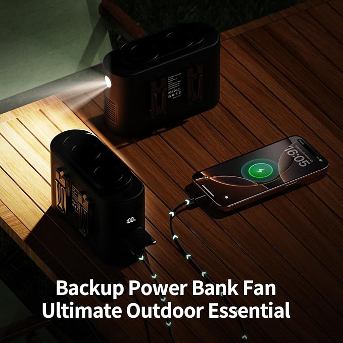 Socool Portable Car Fan - 14500mAh Rechargeable Battery Opearated - Image 5