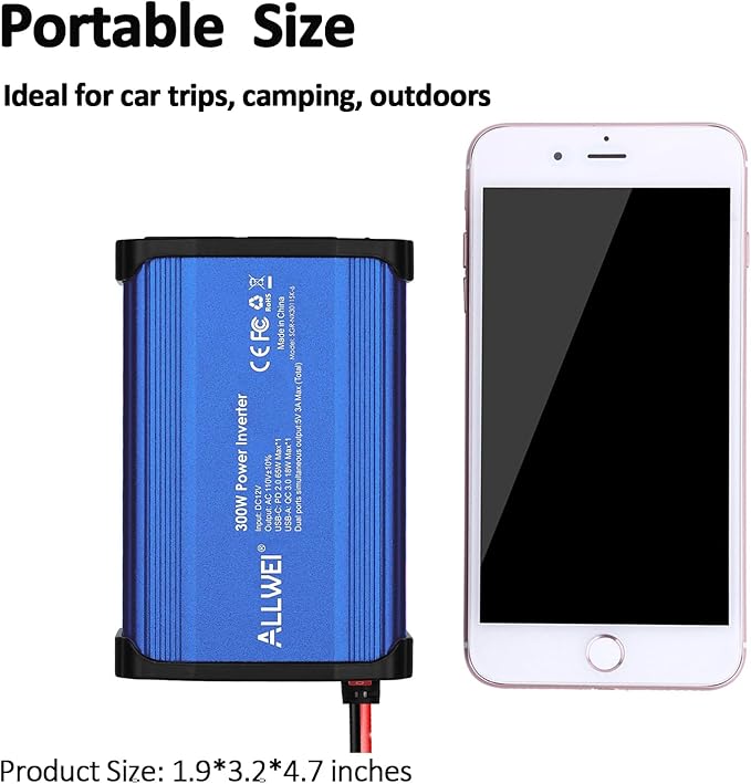 ALLWEI 300W Car Power Inverter DC 12V to 110V AC Power inverters - Image 7
