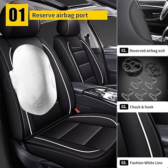 YORKNEIC Seat Covers for Hyundai Kona 2018-2024 2025: Waterproof Leather Car - Image 2