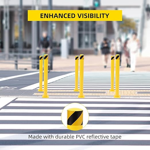 Safety Bollard 4 Packs, 48 Inch Height Steel Bollard Post - Image 3