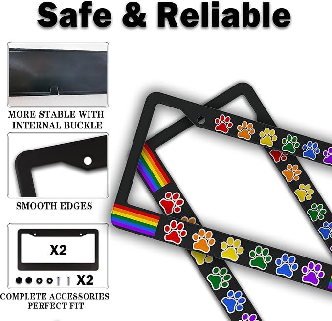 License Plate Frames for Women Multicolor License Plate Holder for Men Gay - Image 4