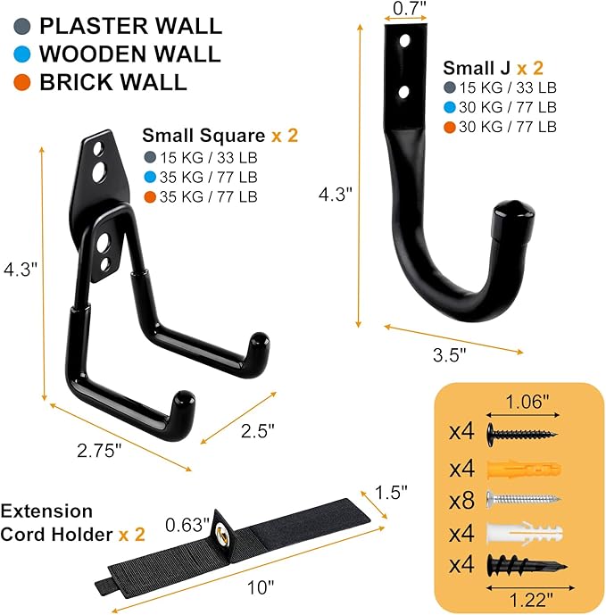 REMIAWY Garage Hooks Heavy Duty, Steel Utility Garage Storage Hook 6 Pack - Image 2