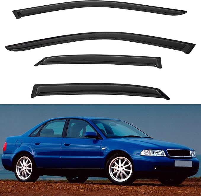 4pcs Front+Rear Smoke Tint Sun/Rain Guard Outside Mount Tape-On Vent Window by LQQDP