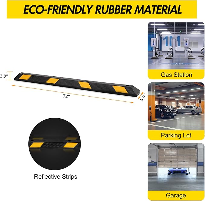 Parking Stoppers for Garage, 72 Inch Premium Parking Block Curb - Image 8