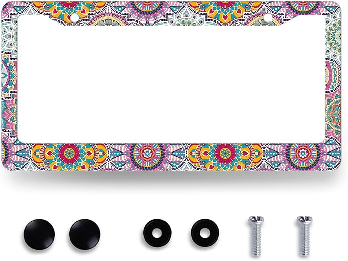Mandala Hippie License Plate Frame Boho Print License Plate Holder Stainless by RNKATIH