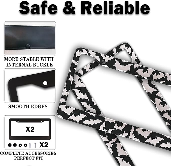 License Plate Cover for Women Black and White License Plate Frames for Men - Image 4