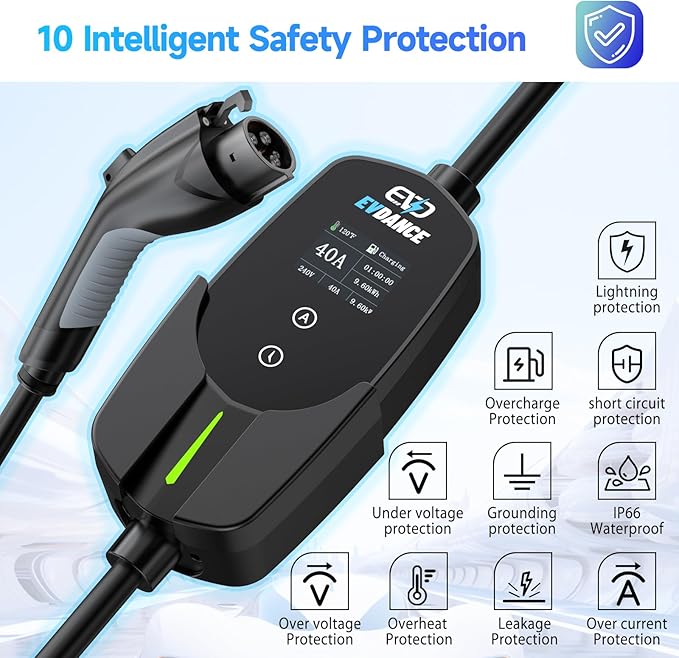 Level 2 EV Charger 40Amp, 240V 9.6KW Portable Electric Vehicle Charging Stations - Image 7