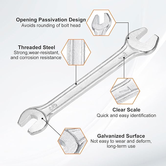 HARFINGTON 5pcs Double Open End Wrench 6mm x 7mm Metric 15 Degree Offset Angle - Image 4