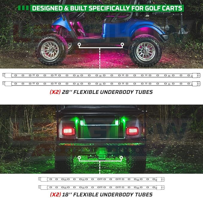 LEDGlow 12pc Million Color LED 4-Seater Golf Cart Underglow Neon Kit - Image 5