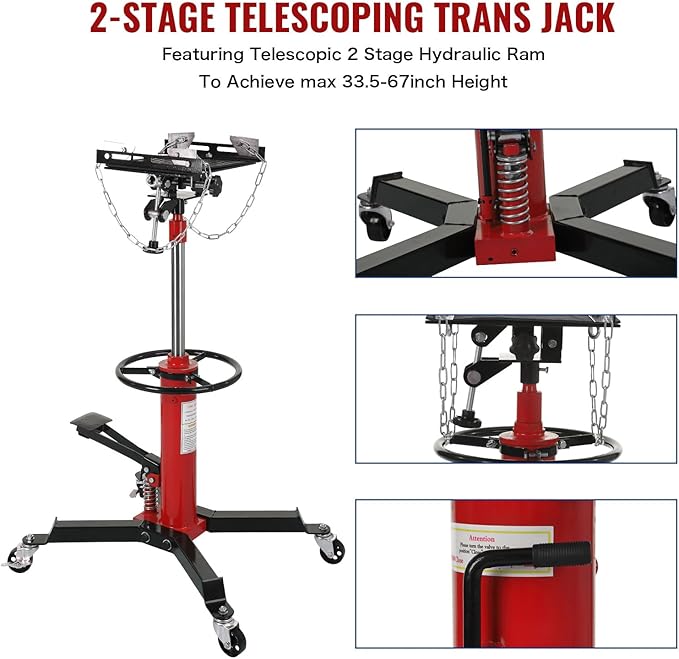 Hydraulic Transmission Jack 1100 Lbs Capacity 33.8"-72.8" Lifting Height 2 - Image 5