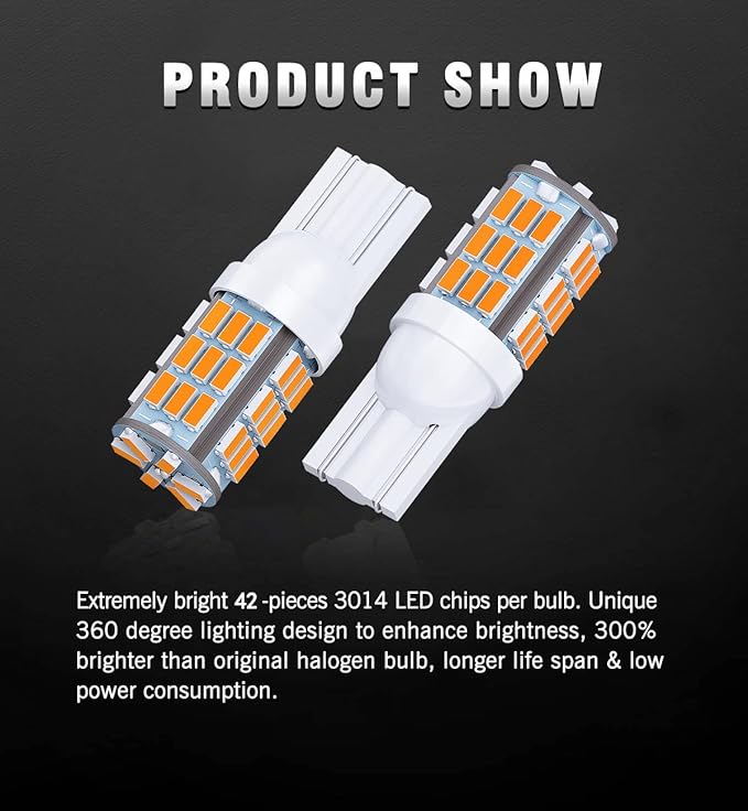 T10 921 194 168 LED Bulbs Warm White 20-Packs, Super Bright 3014 42-SMD LED - Image 2
