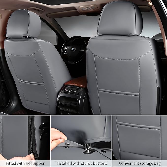 2 Packs Car Seat Covers Leather Car Seat Covers Universal Seat Covers - Image 3